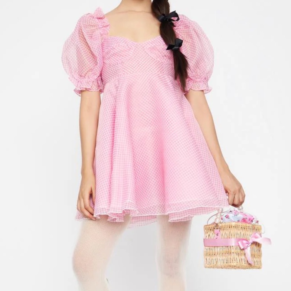 NWT Selkie Ice Cream Pink Parliament Gingham Dress - Picture 2 of 12